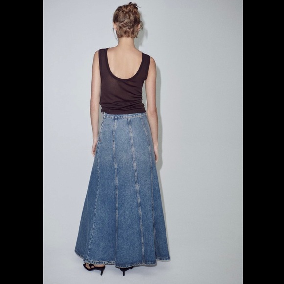 NWT ZARA ZW LONG DENIM SKIRT - Picture 11 of 15